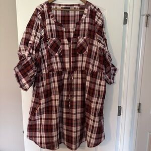 Torrid Red and Pink Plaid Tunic